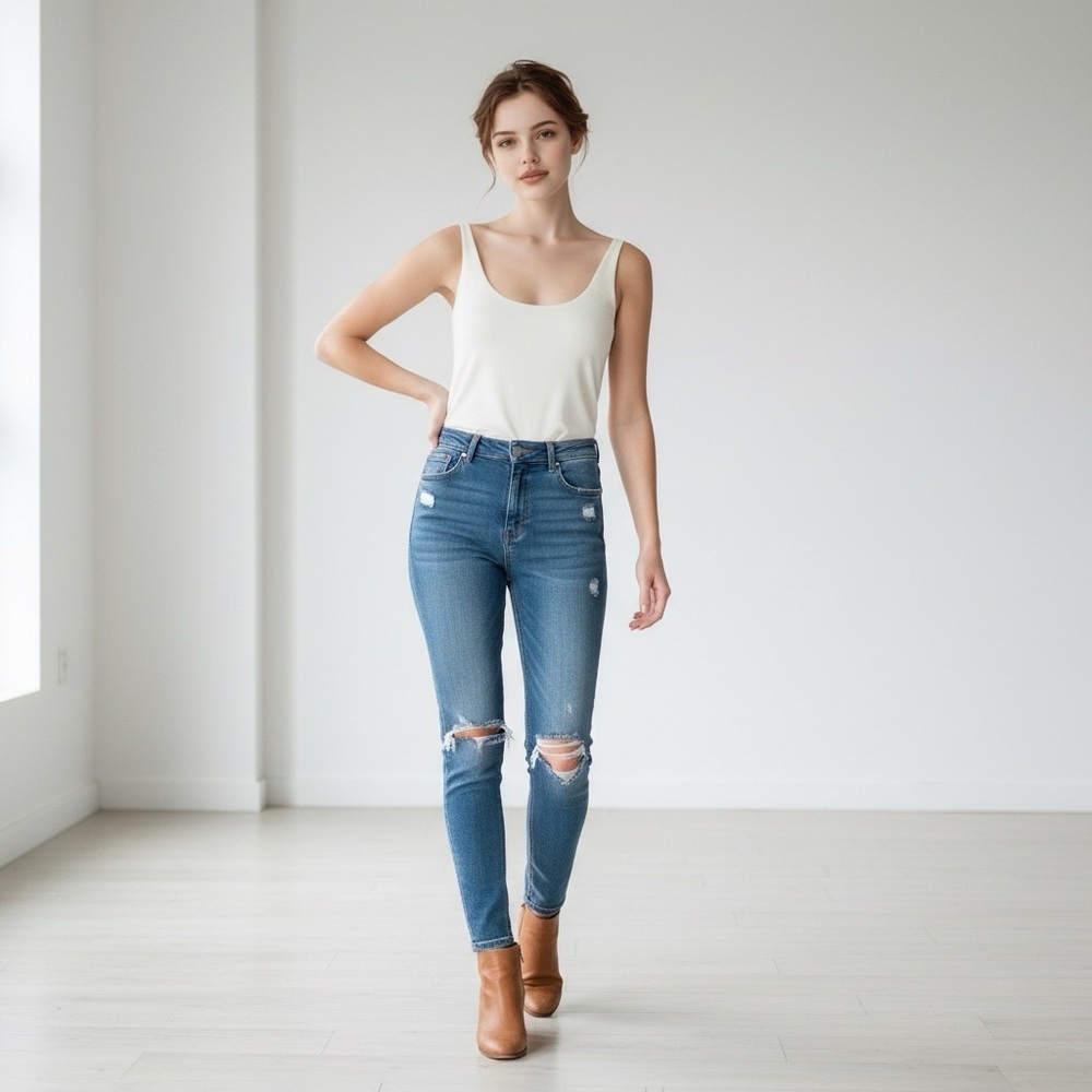 Old Navy High Rise‎ Super Skinny Distressed Jeans.